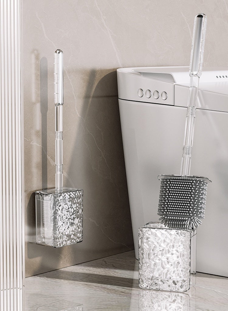 هايدو الجليد الفاخر - فرشاة المرحاض الشفافة من السيليكون ، الجدار - المثبت والأرضية - فرشاة تنظيف الحمام الدائمة - Image 1