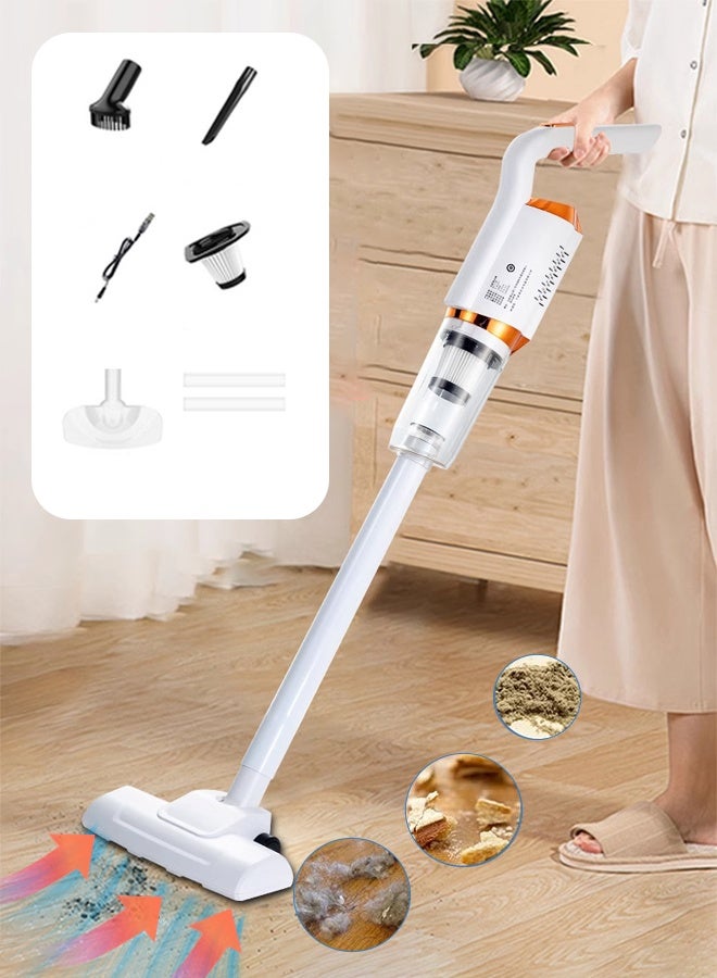 مكنسة كهربائية محمولة 2 في 1، فلتر HEPA، هيكل خفيف الوزن، منخفض الضوضاء، فلتر ثلاثي منخفض الضوضاء، مجمع غبار عمودي، ممسحة ومكنسة بيضاء خضراء - Image 1