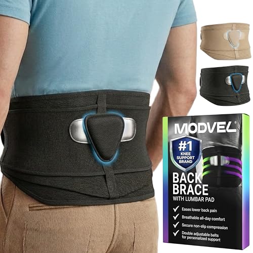 Modvel Lower Back Brace for Men and Women – Back Support Belt for Pain Relief, Herniated Disc, Sciatica, Scoliosis – Lumbar Compression Brace. - Image 1