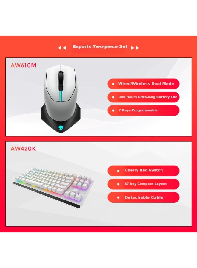 Alienware 610m+420k Keyboard And Mouse Combo , Rgb High-end E-sports Peripherals, Gift For Boyfriend Girlfriend, Holiday Present, White - Image 1