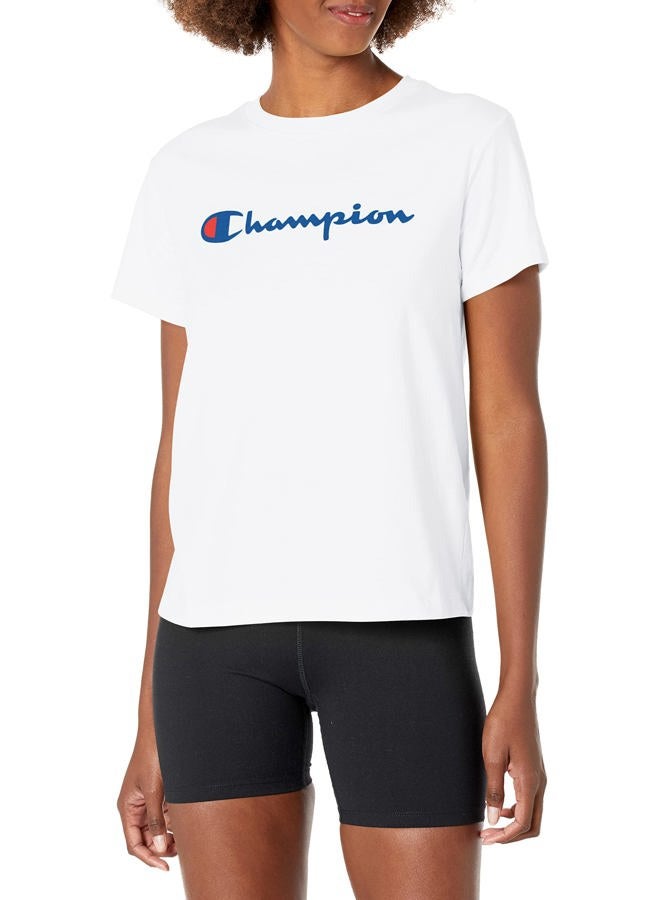 Champion Women's Plus Size Classic Tee, Script Logo, White-y08113, XS - Image 1
