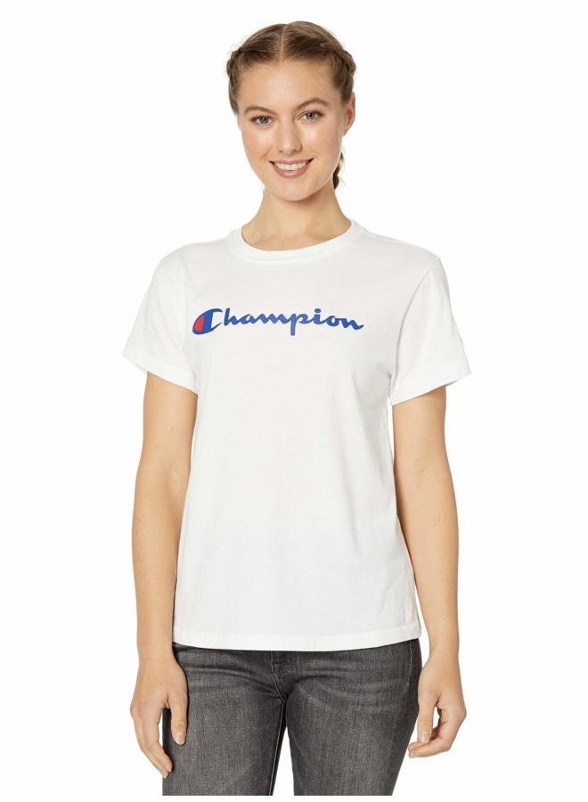 Champion Women's Plus Size Classic Tee, Script Logo, White-y08113, XS - Image 4
