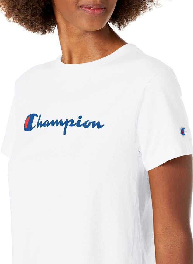 Champion Women's Plus Size Classic Tee, Script Logo, White-y08113, XS - Image 3