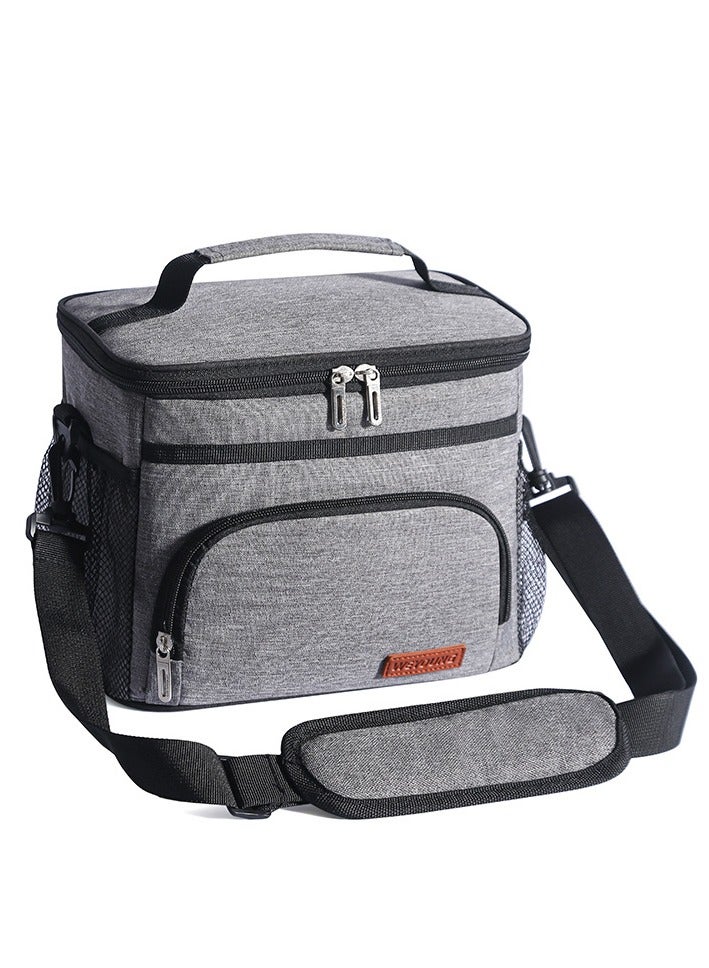 Cuken Insulated Lunch Bag for Women/Men - Reusable Lunch Box for Office Picnic Hiking Beach - Leakproof Cooler Tote Bag Organizer with Adjustable Shoulder Strap for Adults - Grey  - Image 1