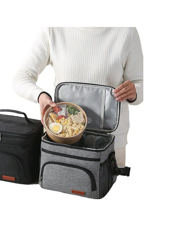 Cuken Insulated Lunch Bag for Women/Men - Reusable Lunch Box for Office Picnic Hiking Beach - Leakproof Cooler Tote Bag Organizer with Adjustable Shoulder Strap for Adults - Grey  - Image 4