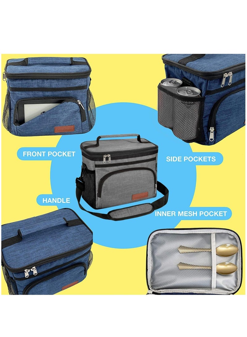 Cuken Insulated Lunch Bag for Women/Men - Reusable Lunch Box for Office Picnic Hiking Beach - Leakproof Cooler Tote Bag Organizer with Adjustable Shoulder Strap for Adults - Grey  - Image 5
