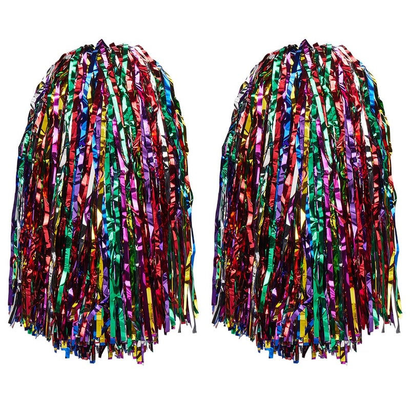 CREATCABIN CREATCABIN 2pcs Pom Poms Cheerleading Blue Metallic Cheerleader Pom Poms with Baton Handle Cheer Pom Poms for Adults Cheering Spirit Sport Party Dance Stage Performance Celebration 126x669 Inch