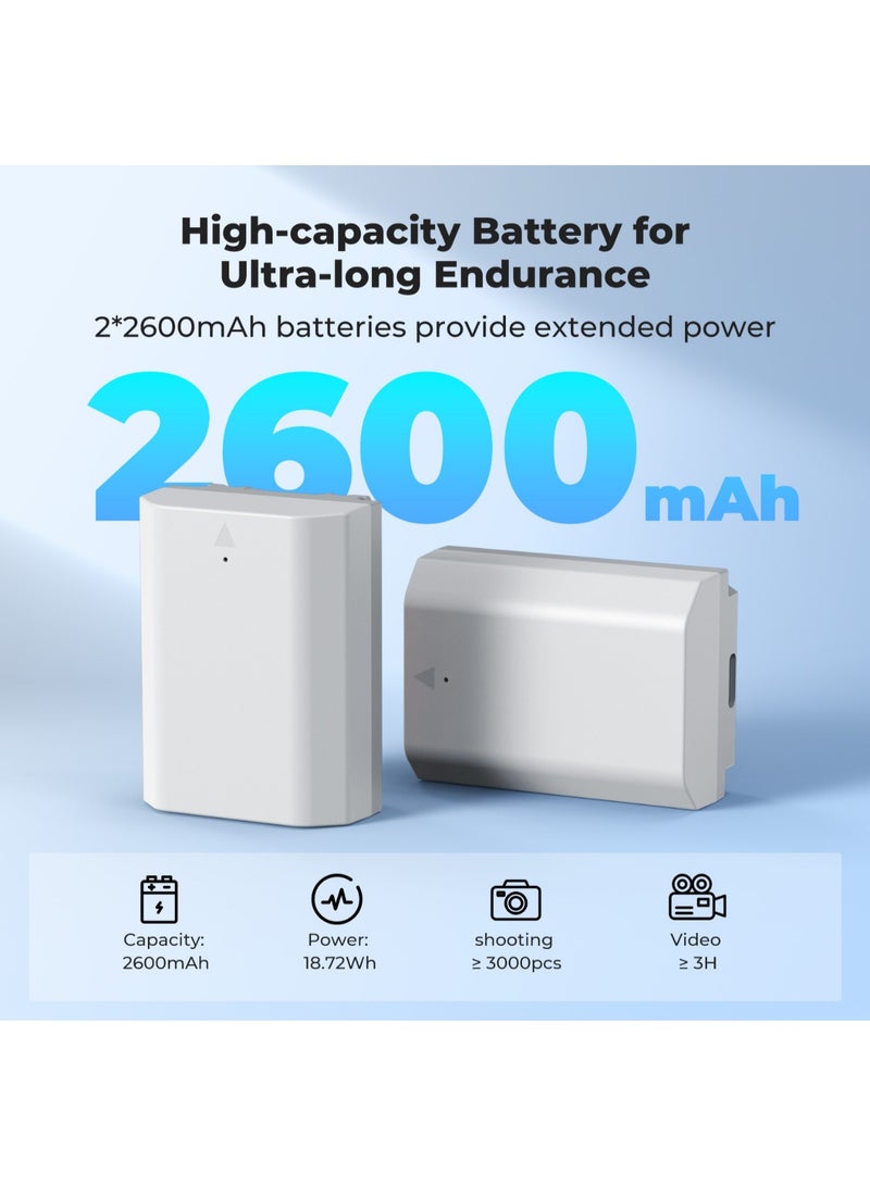 K&F Concept KF28.0034S1 NP‑FZ100 2‑Pack 2600 mAh USB‑C Fast Charging Camera Batteries – High‑Capacity Replacement for Sony Alpha Mirrorless - Image 1