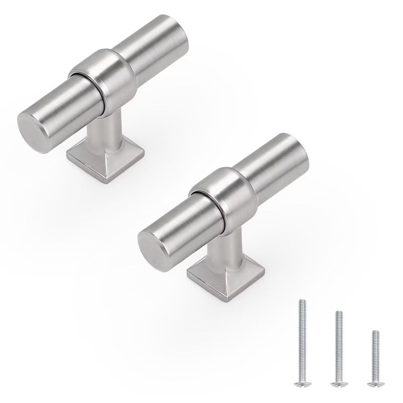knobelite 20 Pack Brushed Nickel Cabinet Knobs Single Hole Dresser Pulls with Zinc Alloy Base Stainless Steel T Bar Drawer Knob for Bedroom Bathroom - Image 2