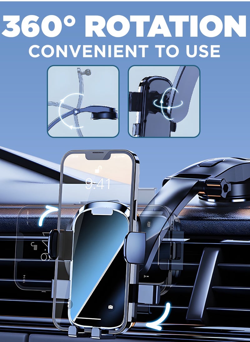 365Days Universal Car Mobile Phone Holder, long arm strong suction cell phone mount for dashboard windshield air vent,handsfree with multi head charging cable compatible with Iphone samsung huawei - Image 4