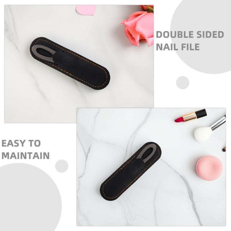 KICHOUSE Double Sided Metal Nail File Set 2 Pack with Non-Slip Handle and Sturdy Stainless Steel Buffer for Manicure and Travel Use, Nail Shaper with Protective Case for Home Salon - Image 2