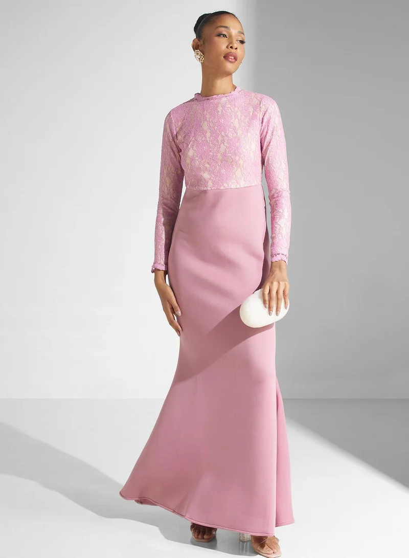 Golden Apple Lace Bodice Gown Dress