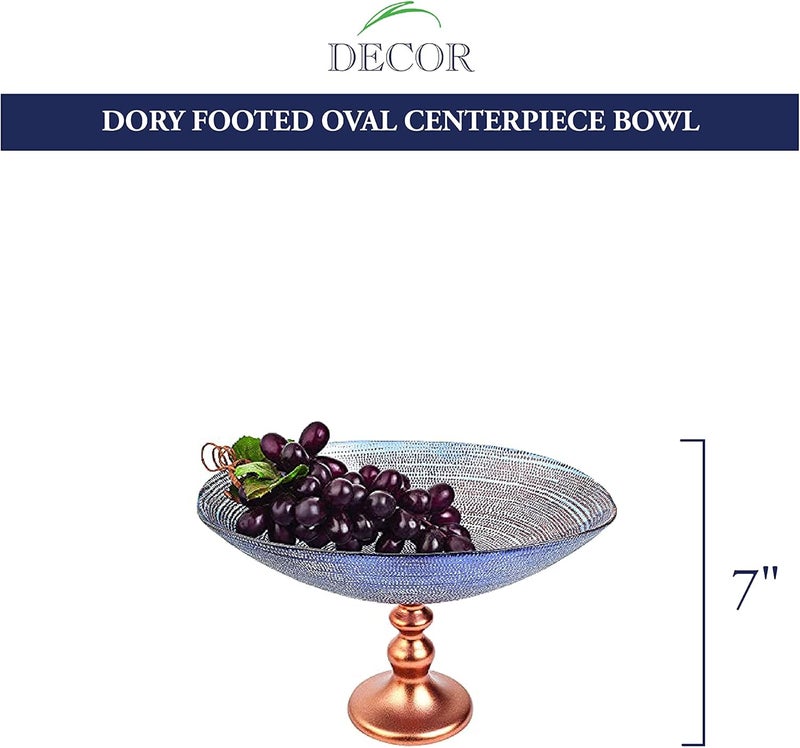 Badash Dory Footed Oval Centerpiece Bowl L12 x 8 x H7 - Image 3