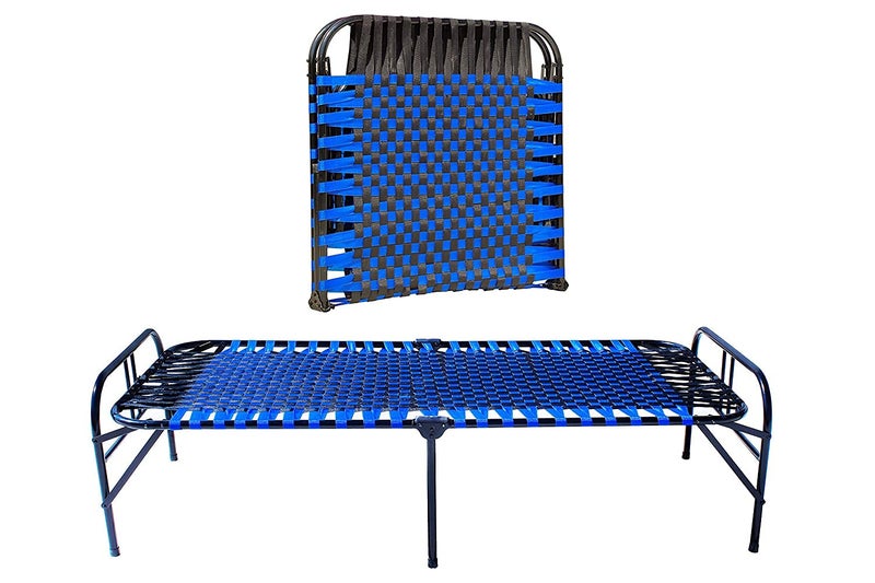 LUSTER Metal Platform Folding King Bed Blue and Black - Image 1