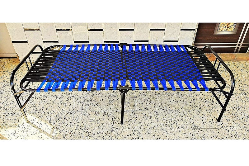 LUSTER Metal Platform Folding King Bed Blue and Black - Image 2