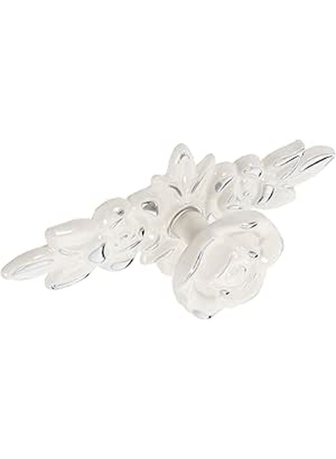 Ivory White Rose Cabinet Knobs Silver Backplate Retro Bronze Finish Drawer Pulls - Image 1