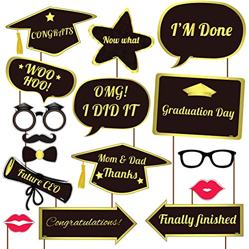 Festiko® 17 Pcs Happy Graduation Combo (Banner, Photobooth Props), Graduation Party Decoration Supplies - Image 3