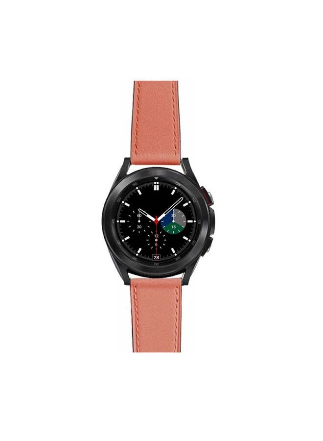 بيرفيي سوار بديل من الجلد الطبيعي بإبزيم ذهبي لساعة سامسونج جالاكسي 4 مقاس 42/46 مم وردي - Image 2