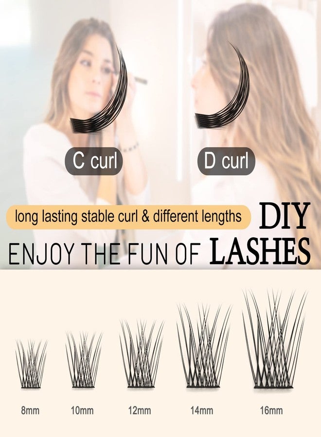 QUEWEL Lash Clusters 72 Pcs Cluster Lashes Wide Stem Eyelash Clusters C/D Curl 8-16mm DIY Eyelash Extensions Natural Style for Self Easy To Use at Home(Natural-D-14) - Image 5