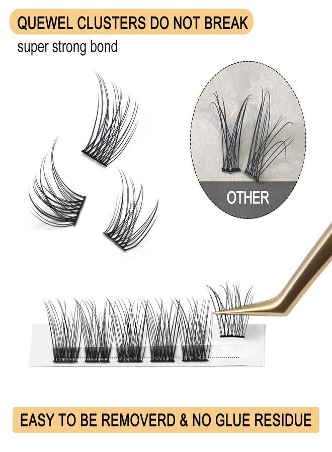 QUEWEL Lash Clusters 72 Pcs Cluster Lashes Wide Stem Eyelash Clusters C/D Curl 8-16mm DIY Eyelash Extensions Natural Style for Self Easy To Use at Home(Natural-D-14) - Image 3