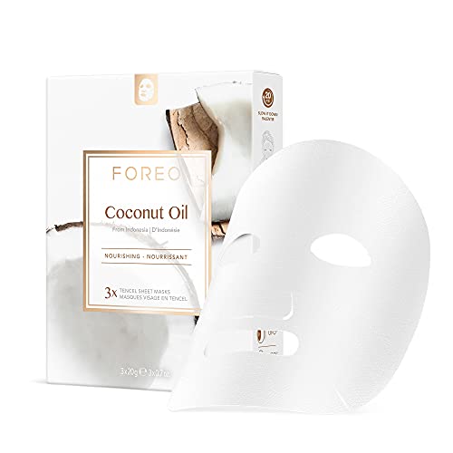 FOREO Coconut Oil Nourishing Sheet Mask for Dehydrated Skin, 3 pack, Deeply Moisturizing Clean Formula, Cruelty-free, Compatible with UFO devices - Image 1