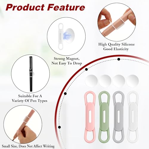 Jeffdad 4 Pcs Silicone Magnetic Pen Pencil Holder, Multicolor, 569778 3 DWxwy9Q9m - Image 2