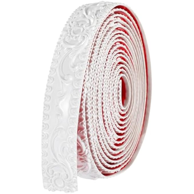 FLEXIBLE MOLDING TRIM WALL TRIM, 16.4 FEET SELF ADHESIVE PEEL AND STICK MOLDING CEILING MOLDING CABINET BORDER (WHITE) - Image 1