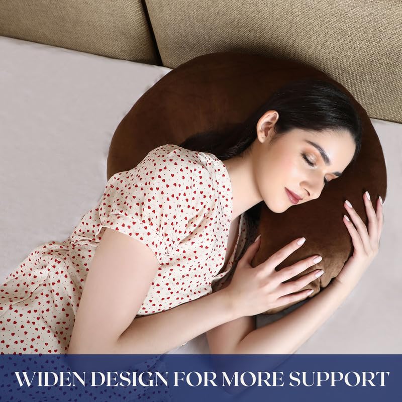 Dormyo Breast Feeding Pillow for New Born Baby - Nursing Pillow for Breastfeeding - Multifunction Pillow with Water Resistant Velvet Cover Filled with 1Kg Microfibre Brown (22" x 21.5") - Image 4