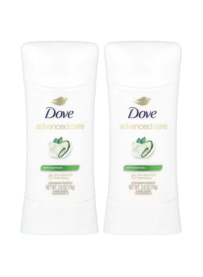 Dove, Advanced Care, Anti-Perspirant Deodorant, Cool Essentials, 2 Pack, 2.6 oz (74 g) Each