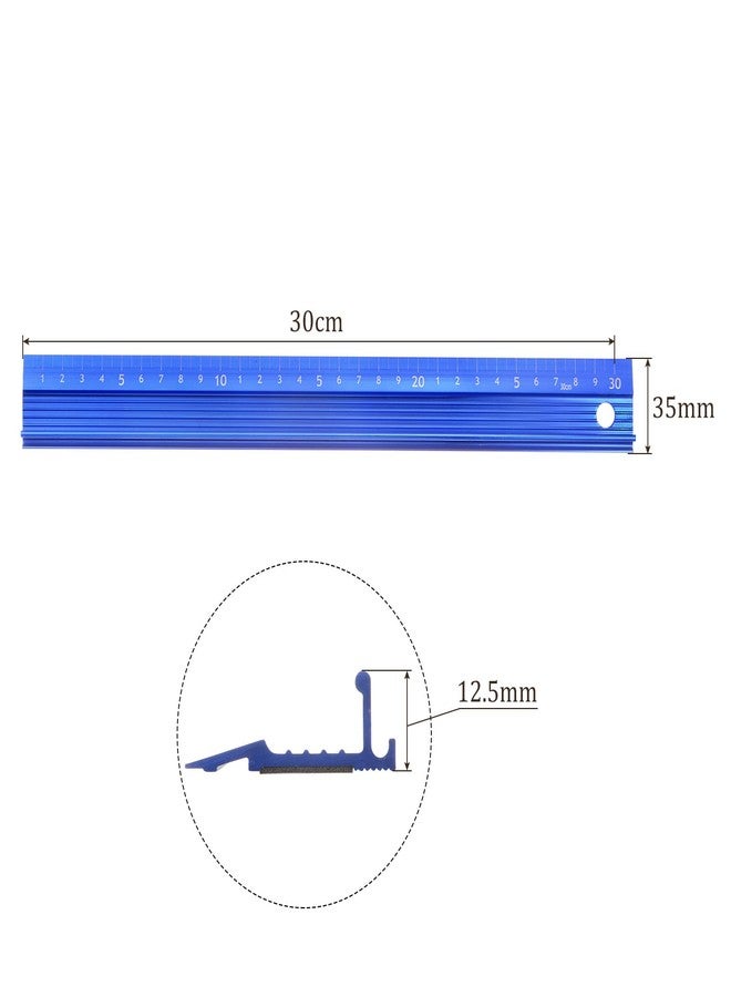 Kozelo Raised Grip Metal Ruler - [30cm ] Aluminum Alloy Precise Measurement Cutting Straight Protective Ruler Ruler Blue for Office Measure Cut Drawing Use, 1mm Precision, Black - Image 3