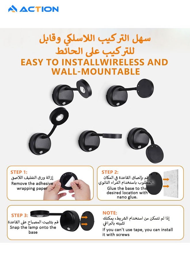 ACTION Motion Sensor Picture Light LED Cat-Eye Bulb Wall Sconce, Stick on Display Accent Lighting Dimmable 360° Rotation Rechargeable for Paintings  - Image 5