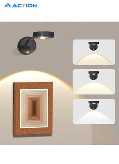 Motion Sensor Picture Light LED Cat-Eye Bulb Wall Sconce, Stick on Display Accent Lighting Dimmable 360° Rotation Rechargeable for Paintings