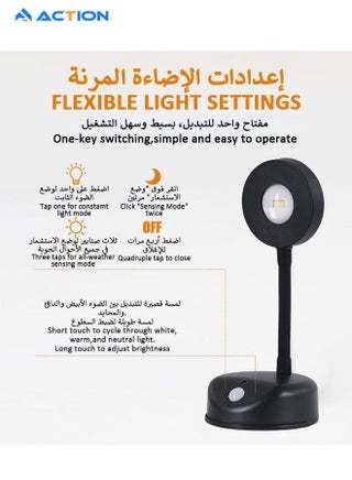 Motion Sensor Picture Light LED Cat-Eye Bulb Wall Sconce, Stick on Display Accent Lighting Dimmable 360° Rotation Rechargeable for Paintings - view 2