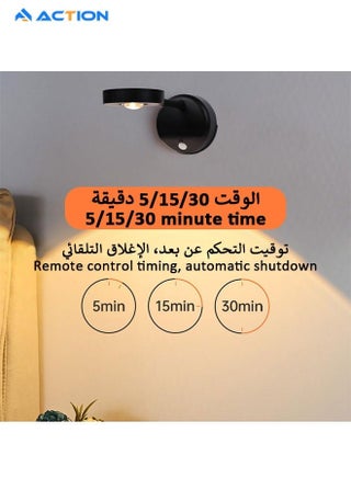 Motion Sensor Picture Light LED Cat-Eye Bulb Wall Sconce, Stick on Display Accent Lighting Dimmable 360° Rotation Rechargeable for Paintings - view 4
