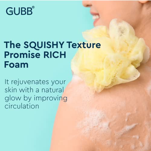 GUBB Lux Bath Sponge Loofah - Soft & Fluffy With Multiple Layers of Fibrous Matrix For A Fun Shower Time | Loufa/Luffa/Lufa/Poof/Pouf - Perfect Loofahs/Loofas for Men and Women | Bathing Scrubber For Body - 2 Loofahs,- Lilac & Arctic - Image 5