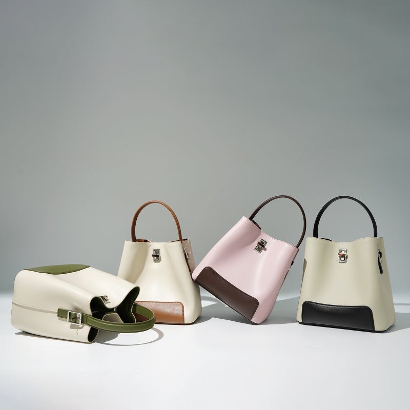 New Contrast Color Bag Women'S New Genuine Leather Handbag All-Match Shoulder Bag Crossbody Bucket Bag Commuter Women'S Bag - Image 3