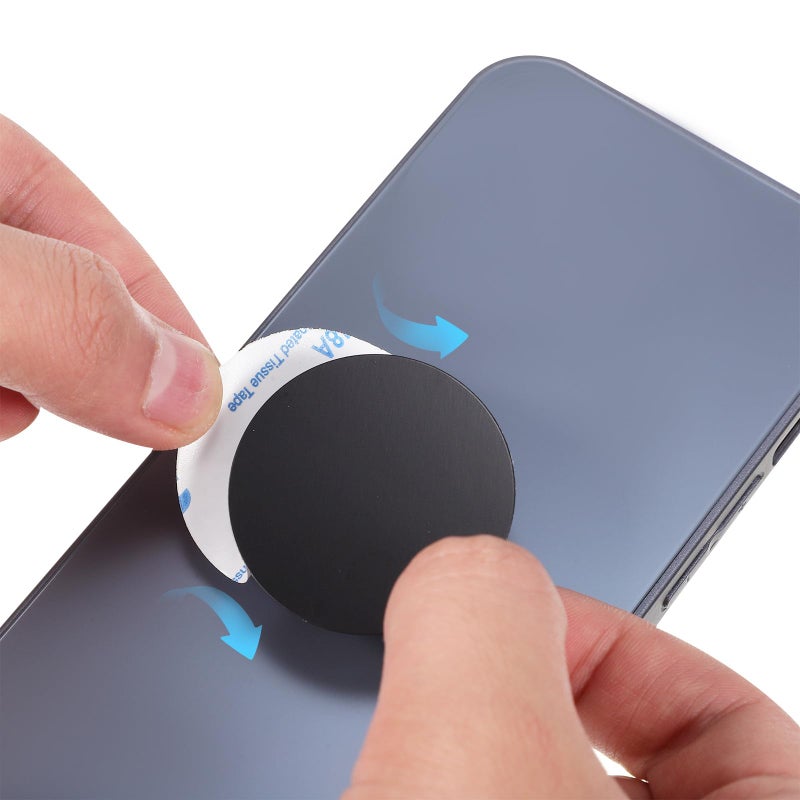 Self Adhesive Metal Plates for Magnetic Phone Holder 12 Pack Matte Black Silver - Image 5