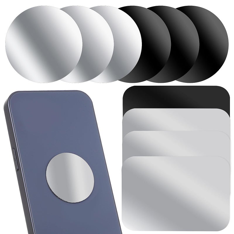 Self Adhesive Metal Plates for Magnetic Phone Holder 12 Pack Matte Black Silver - Image 2