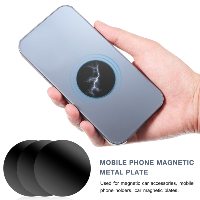 Self Adhesive Metal Plates for Magnetic Phone Holder 12 Pack Matte Black Silver - Image 4