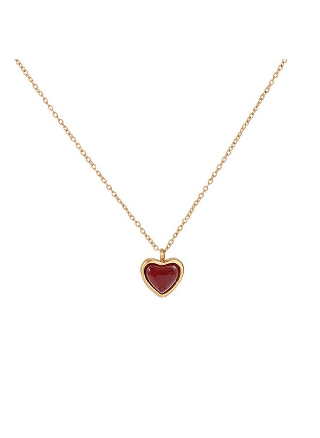 rongji jewelry Carnelian Crystal Heart Pendant Necklace - Raw Stone Healing Crystals Pendant For Women, Dainty Gold Necklace For Mother’S Day, Anniversary, Birthday, Valentine'S Day Gift (A Gold+Red Stone)  - Image 1
