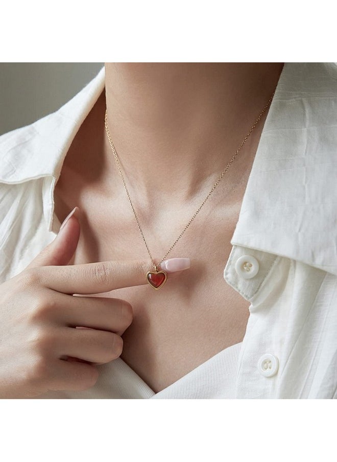 rongji jewelry Carnelian Crystal Heart Pendant Necklace - Raw Stone Healing Crystals Pendant For Women, Dainty Gold Necklace For Mother’S Day, Anniversary, Birthday, Valentine'S Day Gift (A Gold+Red Stone)  - Image 3