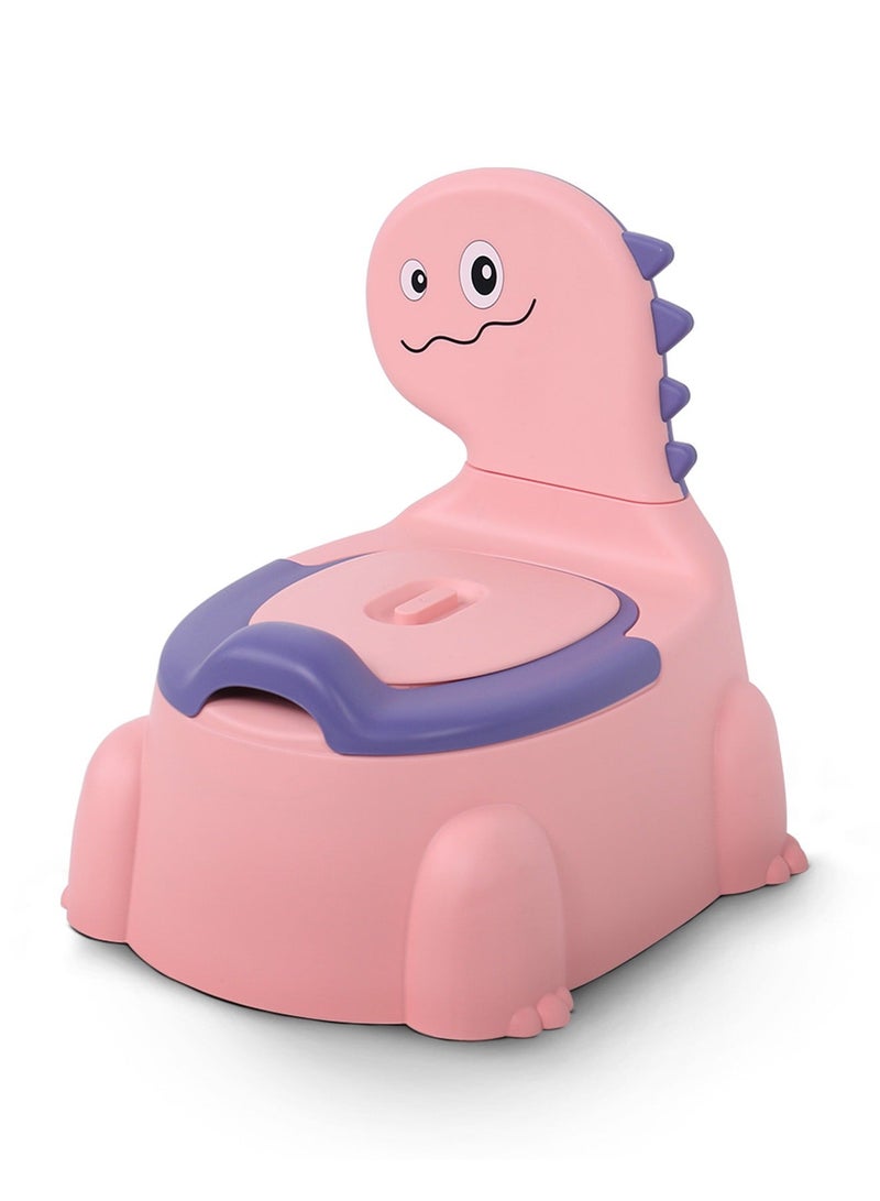 DOOKOO Dinosaur Baby Potty Seat Chair Kids Potty Training seat for Baby Toddlers with Closing Lid, High Back  Splash Gaurd Baby Toilet seat for Kids Baby Potty Chair for Toddlers 1 to 5 Year Boy Girl Pink - Image 1