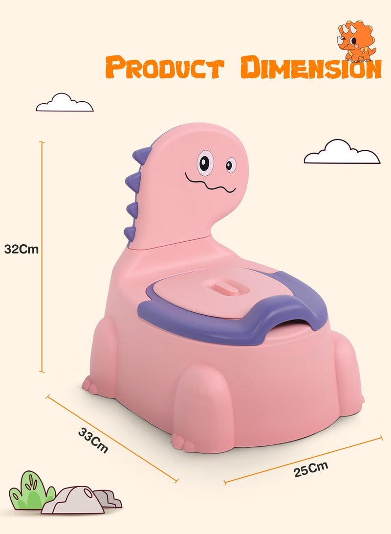 DOOKOO Dinosaur Baby Potty Seat Chair Kids Potty Training seat for Baby Toddlers with Closing Lid, High Back  Splash Gaurd Baby Toilet seat for Kids Baby Potty Chair for Toddlers 1 to 5 Year Boy Girl Pink - Image 4