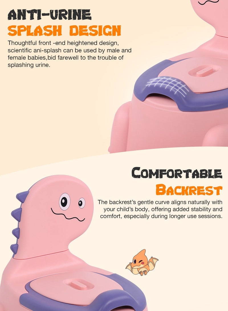 DOOKOO Dinosaur Baby Potty Seat Chair Kids Potty Training seat for Baby Toddlers with Closing Lid, High Back  Splash Gaurd Baby Toilet seat for Kids Baby Potty Chair for Toddlers 1 to 5 Year Boy Girl Pink - Image 5