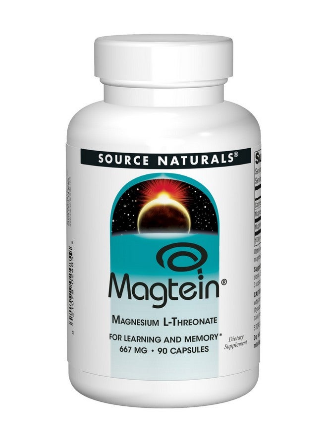 Source Naturals Magtein Magnesium L Threonate 667Mg Supports Focus Mood Healthy Memory Cognitive Function Sleep 90 Capsules - Image 1