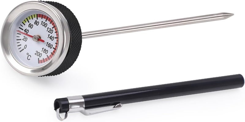 Easy store & transit build Fit For Motorcycle Fuel Caps M20x2.5 Oil Temperature Gauge 35MM With 117MM Probe 0-200 Pointers Thermometer Cap Cover(Silvery) Batch uniform stable quality - Image 1
