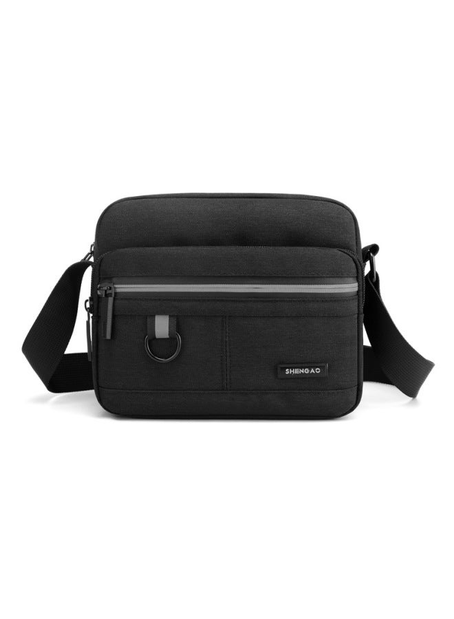 Men's OxFord Cloth Casual Canvas Crossbody Bag Small Backpack Mobile Phone Bag 2022 Style-Color:Horizontal Black  - Image 1