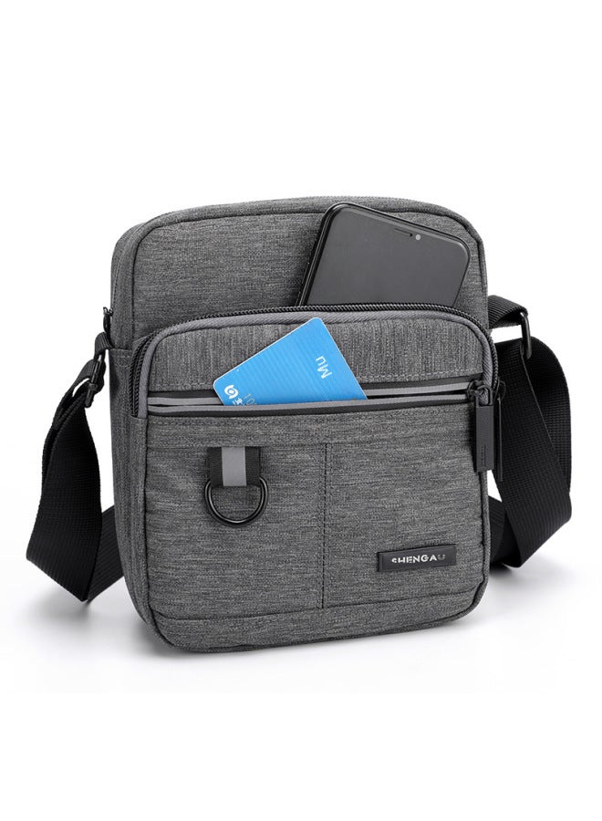 Men's OxFord Cloth Casual Canvas Crossbody Bag Small Backpack Mobile Phone Bag 2022 Style-Color:Horizontal Black  - Image 4