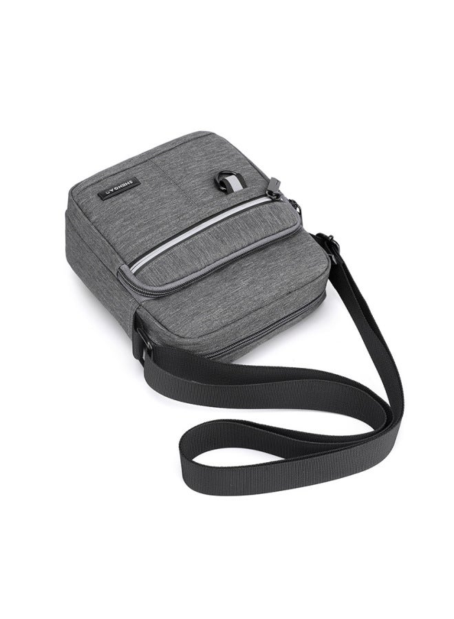 Men's OxFord Cloth Casual Canvas Crossbody Bag Small Backpack Mobile Phone Bag 2022 Style-Color:Horizontal Black  - Image 2