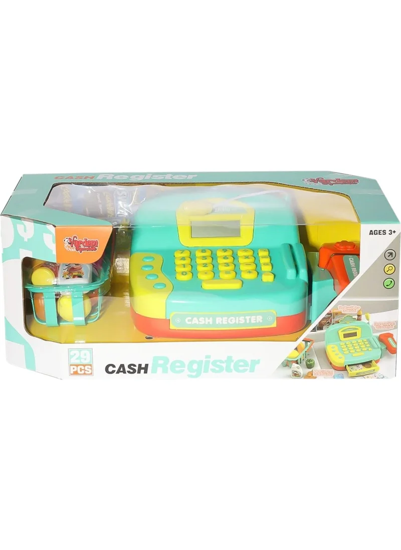 Vardem Oyuncak Lighted Toy Cash Register - Educational Toy Set with Calculator Function and Barcode Scanning +3 years old